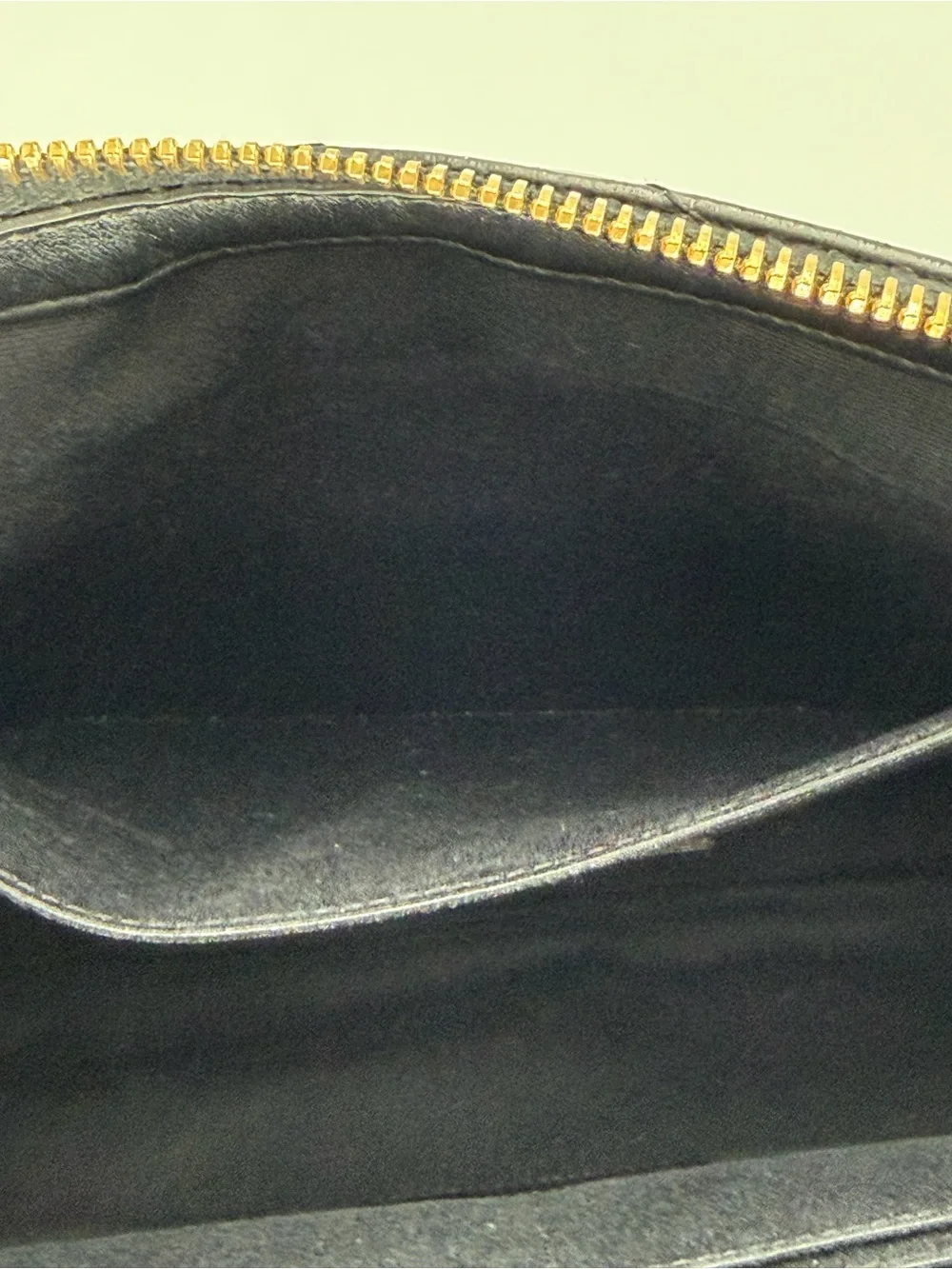 Saint Laurent Black Chevron Leather Wristlet/Clutch w/Gold YSL Logo Entrupy COA